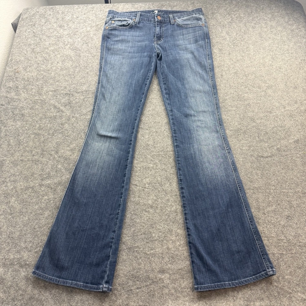 7 For All Mankind A Pocket Womens Jeans Bootcut Flare 29x34 Blue Low Rise Y2K